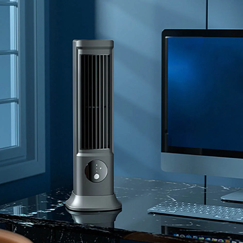 Description Picture 5 of itemDesk Tower Fan Tabletop Air Conditioner Fan USB Rechargeable 3 Speeds Quiet Bladeless Fan Electric Air Cooler Circulating Fan