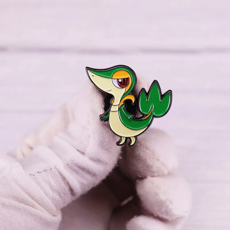 Pokemon Snivy Esmalte Duro Pinos Colete Kawaii Grama Verde Cobra