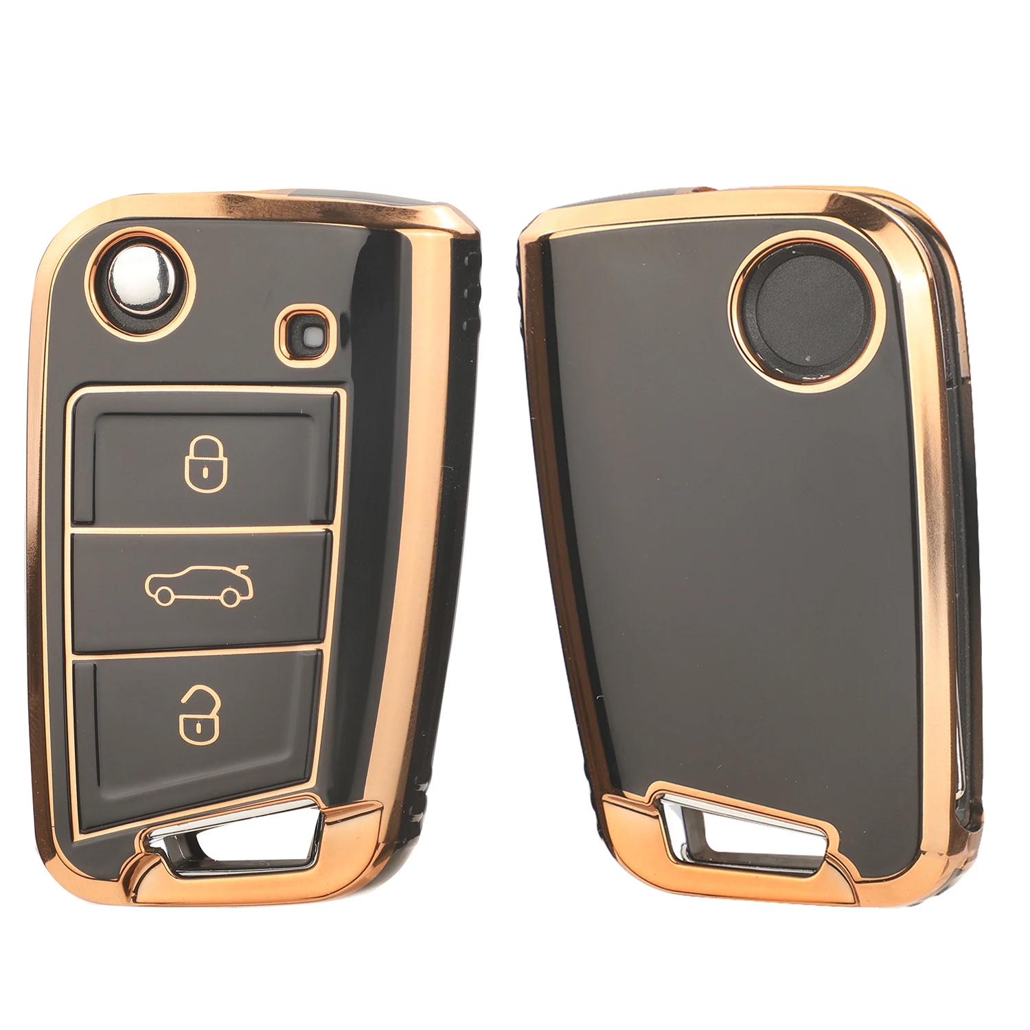 Jingyuqin TPU Car Flip Key Case Cover for VW, SEAT, and Skoda Vehicles