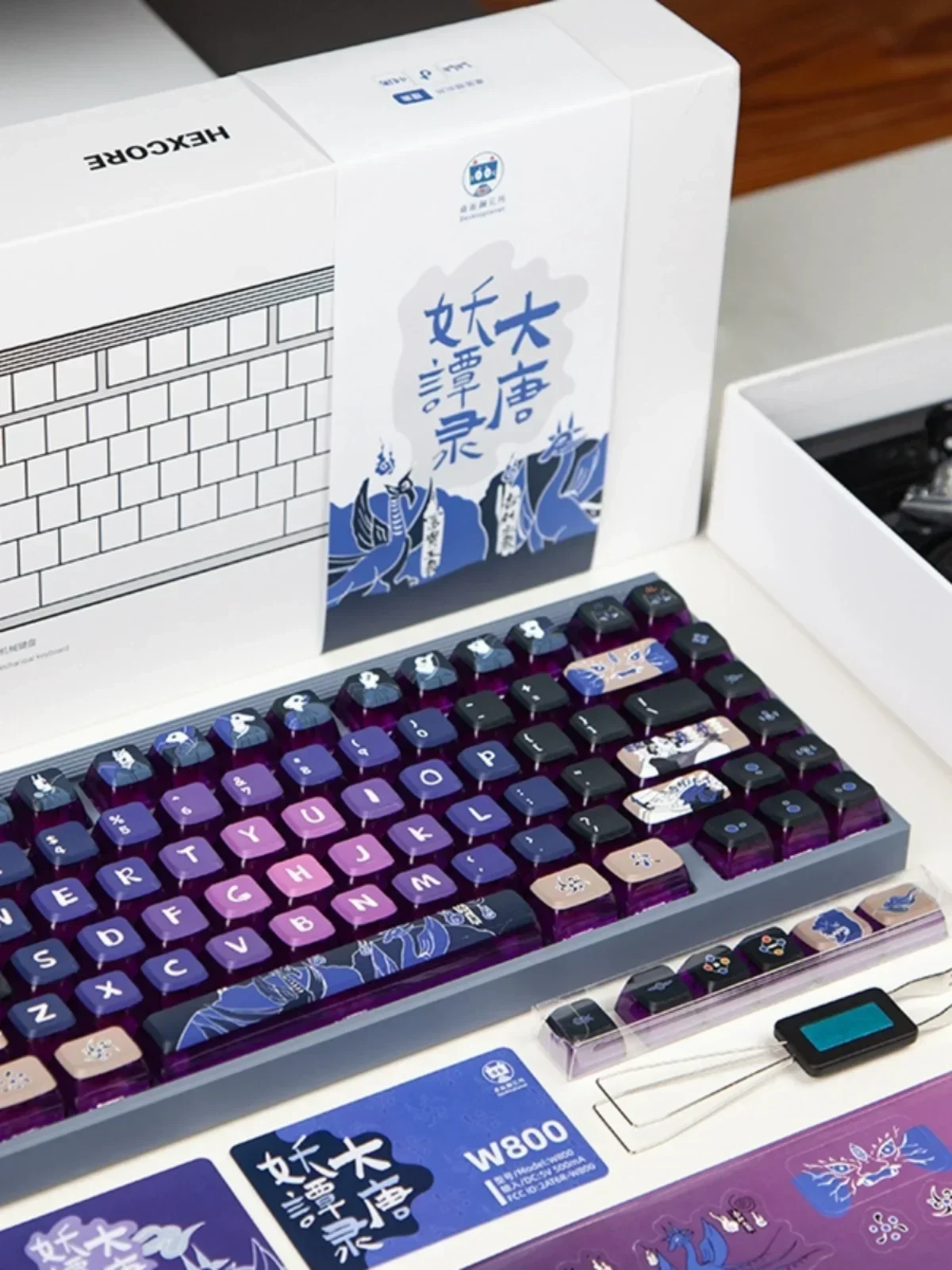 HEXCORE W800 기계식 키보드, 3 가지 모드, USB, 2.4G, 블루투스, 무선 키보드, 82 키, 게이머 키보드, 핫 스왑, RGB 라이트 선물