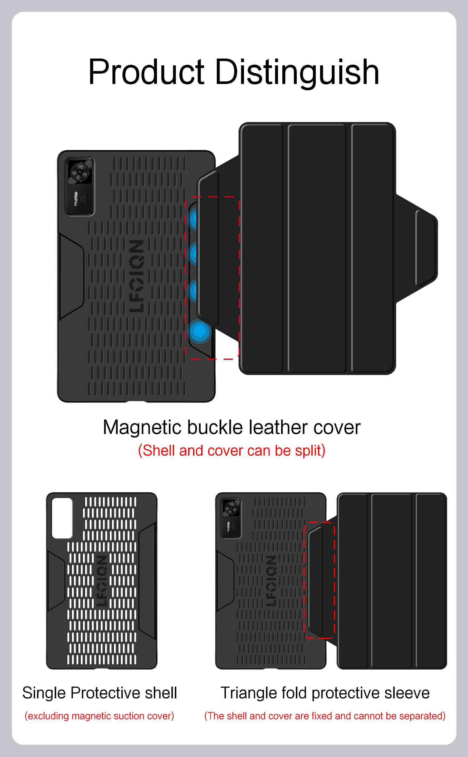 Premium PU Leather Magnetic Detachable Protective Tablet Case