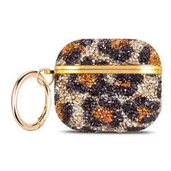 Deluxe Plated Sparkling Diamond Bluetooth Headphone Case with Keychain - Shockproof Earphone Cover - Airpods 4 (Multicolor)