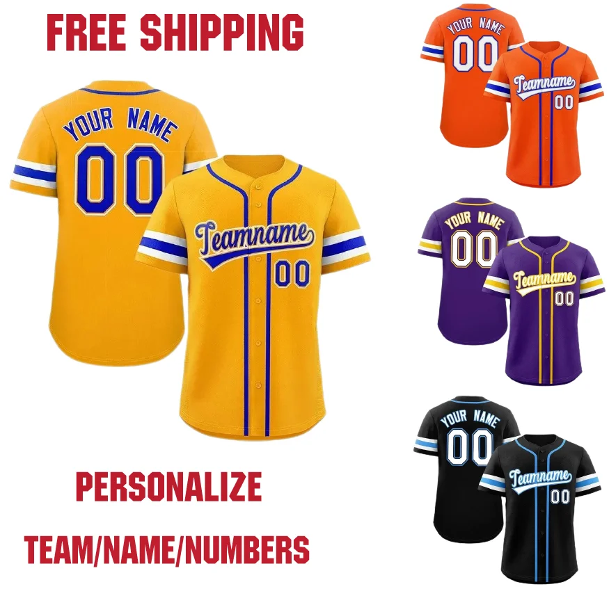 Customize Baseball Jersey Team Shirt Print Personal Name Number Stripe Hip Hop Sportswear Baseball T-shirt Men/Women/Kids baseball jersey