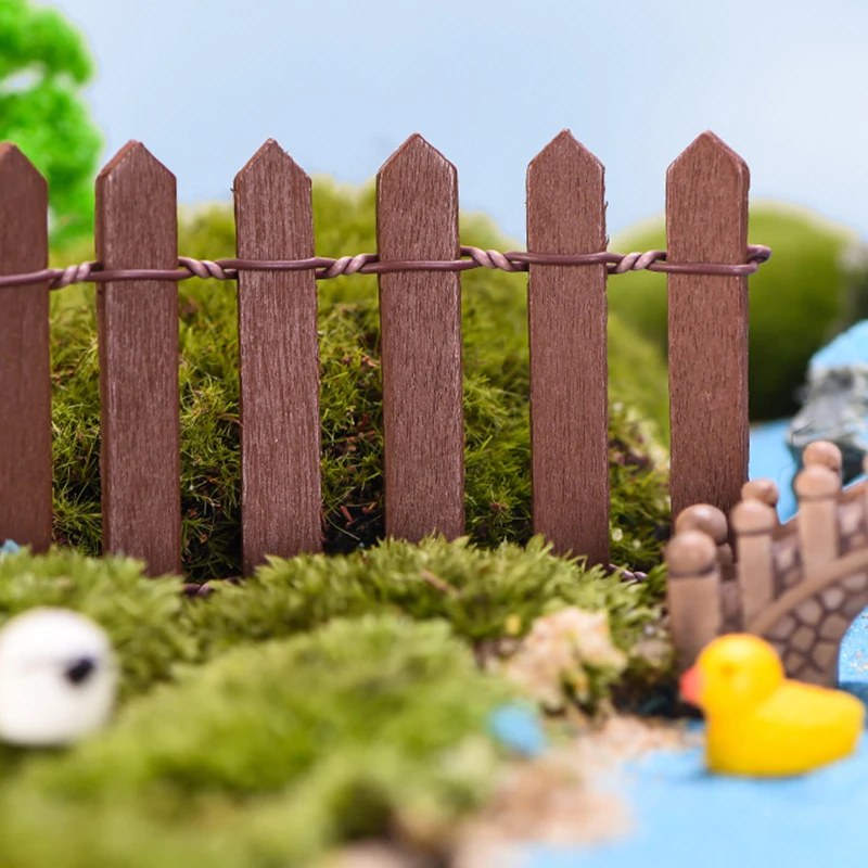 

Mini Wooden Fence Miniature DIY Fairy Garden Accessories Wood Barrier Dollhouse Showcase Craft Home Dollhouse Decoration