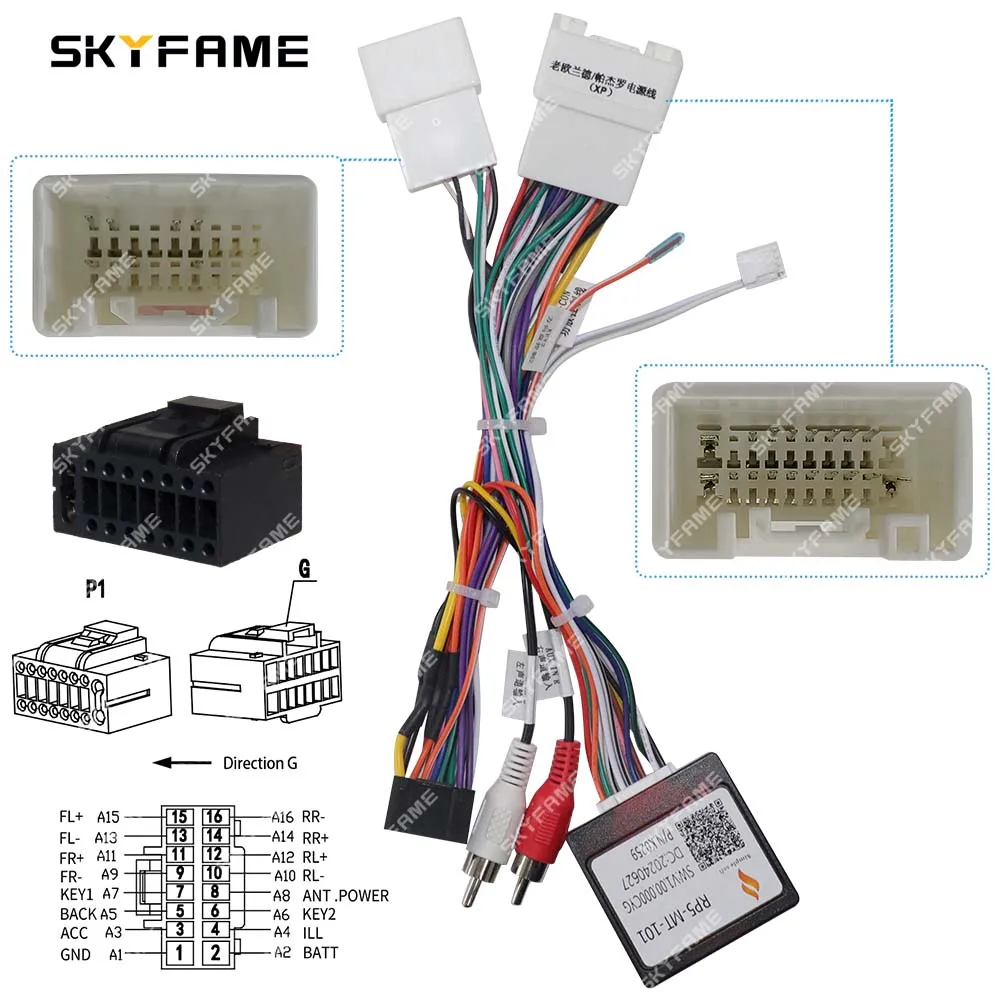 SKYFAME 16Pin Car Wiring Harness Adapter Canbus Box Decoder For Mitsubishi Pajero V97 V73 V60 Outlander Android Power Cable