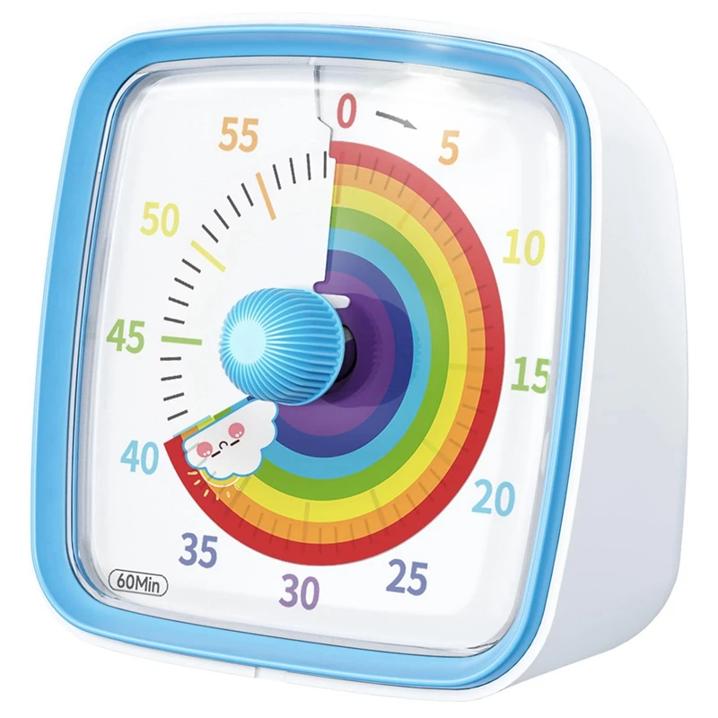 60-Minute Visual Timer With Night Light, Countdown Timer,Pomodoro Timer With Rainbow Pattern For Kids And Adults