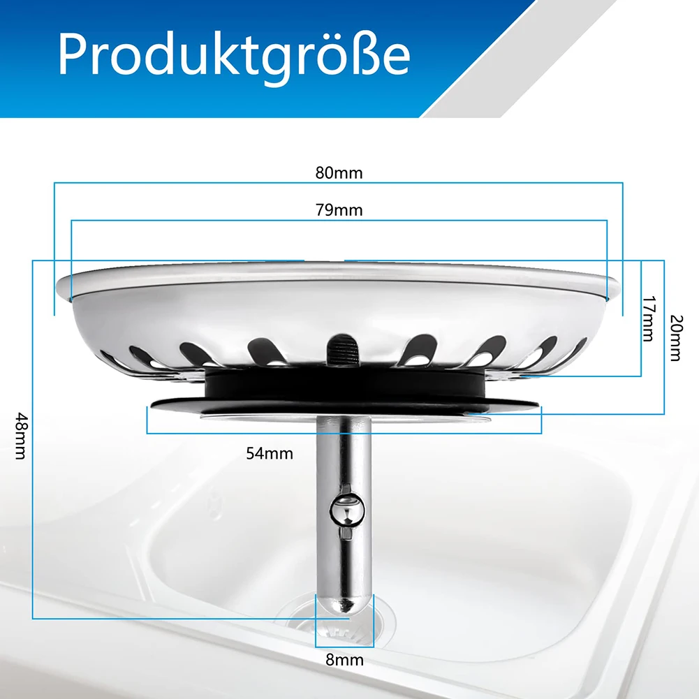 1*Stainless Steel Kitchen Sink Strainer 80/82/84mm Kitchen Water Basin Sink Drainer Strainer Basket Waste Plug Stopper Filter sink filter kitchen sink filter sink strainer kitchen sink strainer