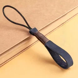 Elegant Handmade Leather Keychain Wrist Strap - Premium Car Key Accessory Gift (Blue)