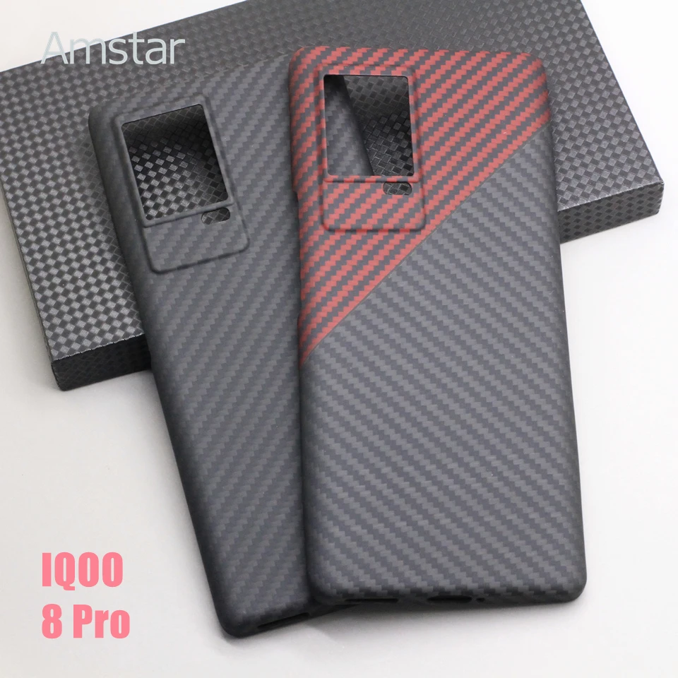 

Amstar Pure Carbon Fiber Protective Case for VIVO IQOO 8 Pro Ultra-thin Anti-drop Business Aramid Fiber Case Cover for IQOO 8