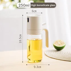 High Borosilicate Glass Oil Spray Bottle - 250ml Cooking Oil Dispenser & Mister (White)