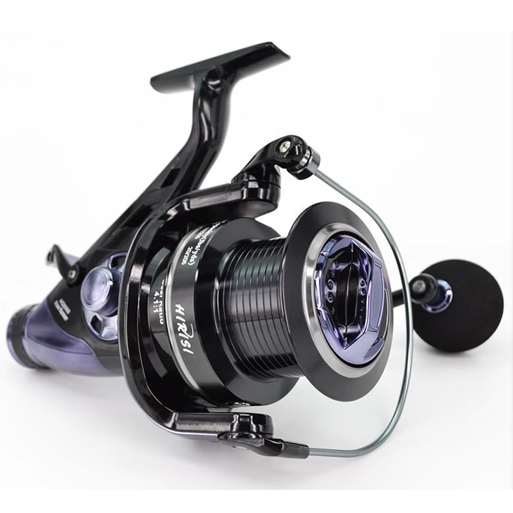 

Double Brake Feeder Spinning Fishing Reel HQ8000 8000 Series Metal Spool wheel Extra Free Spool Spinning Metal Bait Runner