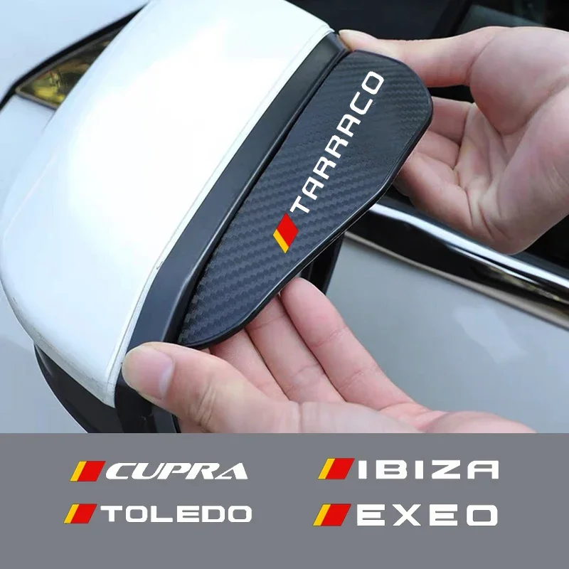 2Pcs Carbon Fiber Car Rearview Mirror Eyebrow Rain Cover For Seat ALTEA AROSA Mii EXEO LEON TOLEDO CUPRA IBIZA ARONA ALHAMBRA