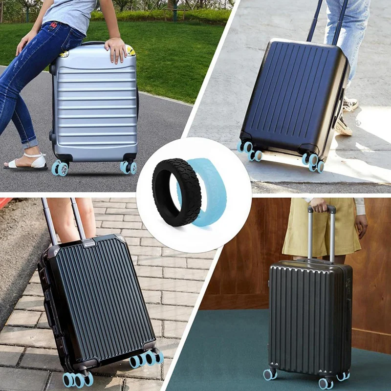A82I-8Pcs Suitcases Wheel Covers,Silicone Luggage Compartment Wheel Cover For Most 8 Spinner Wheels