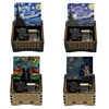 Starry Starry Night Wooden Music Box Clockwork Automatic Stainless Steel Movement Holiday Gifts Home Decoration Ornaments 1