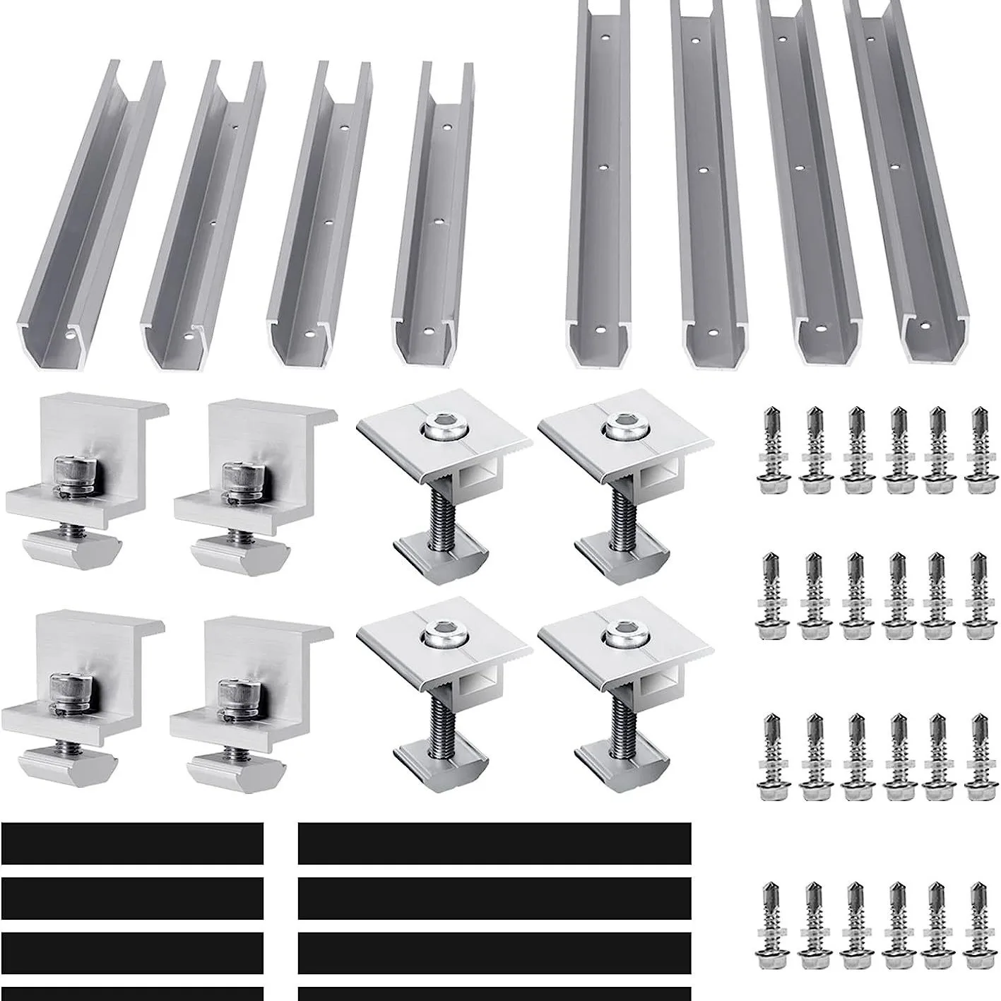 Módulo Solar Suporte Trilho de Montagem Telhado Plano Extremidade Braçadeira Média Painel Solar Acessórios 25cm Mais 30cm Pcs por Conjunto em Forma de u