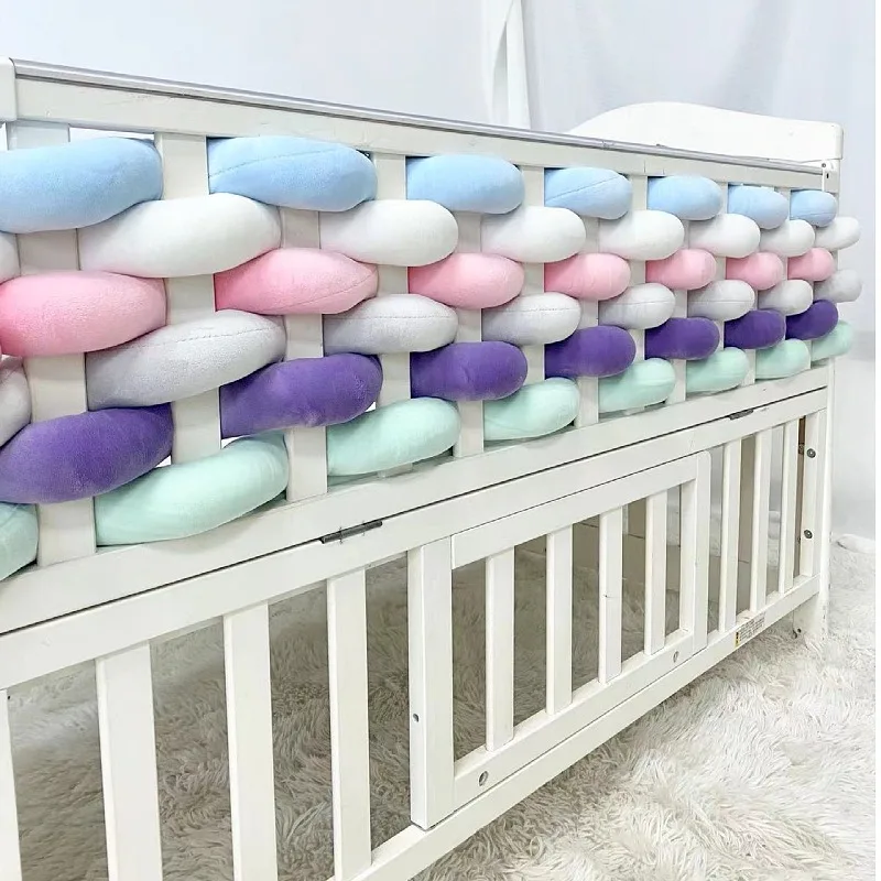 3M/5M Woven Twist Single-strand Bed Circumference Crib Pillow Anti-collision Bed Circumference Guardrail Baby Room Decoration