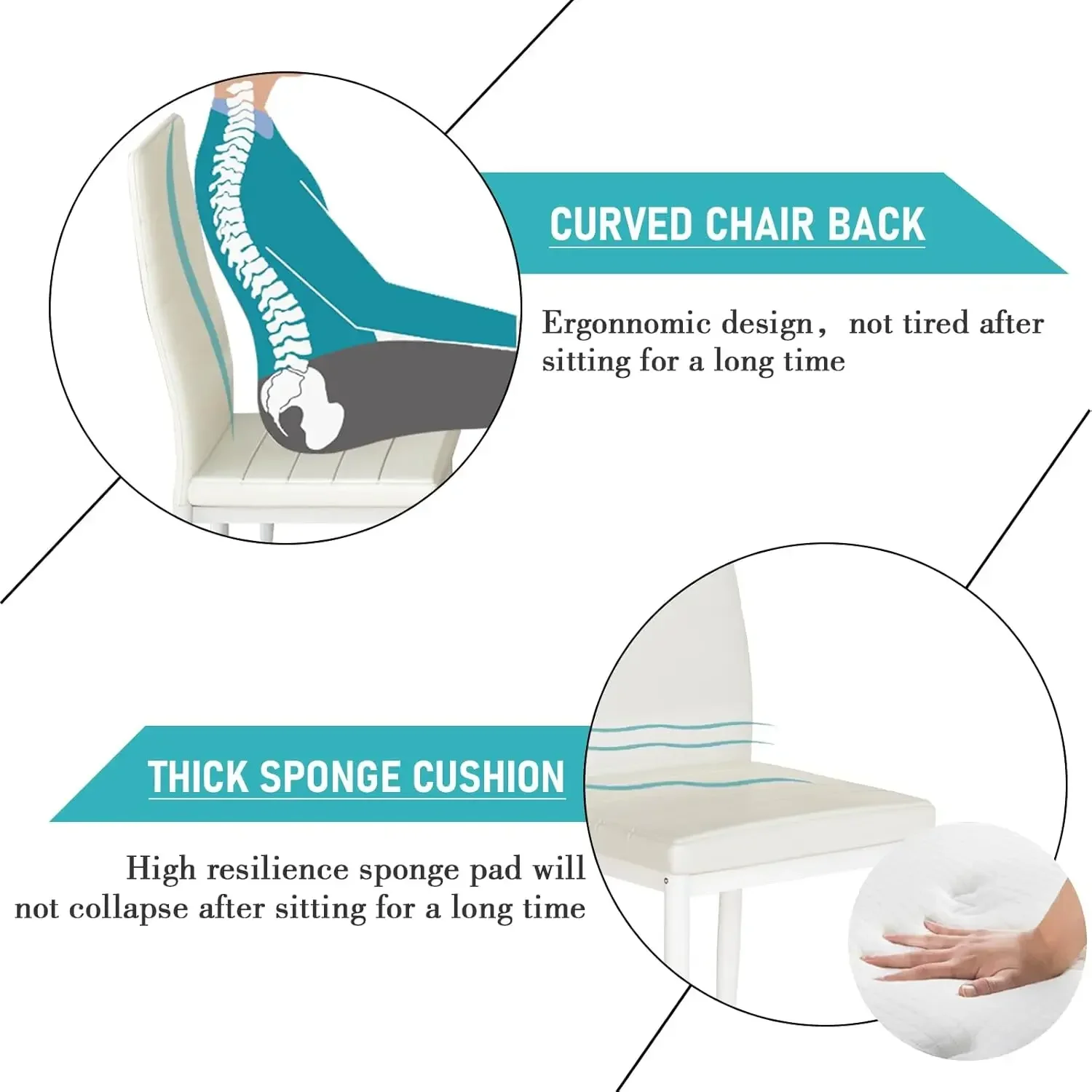 Dining Table Set for 4 Marble Kitchen Table and Chairs for 4, Comfortable PU Leather Chairs,Dining RoomTable Set for Small Space