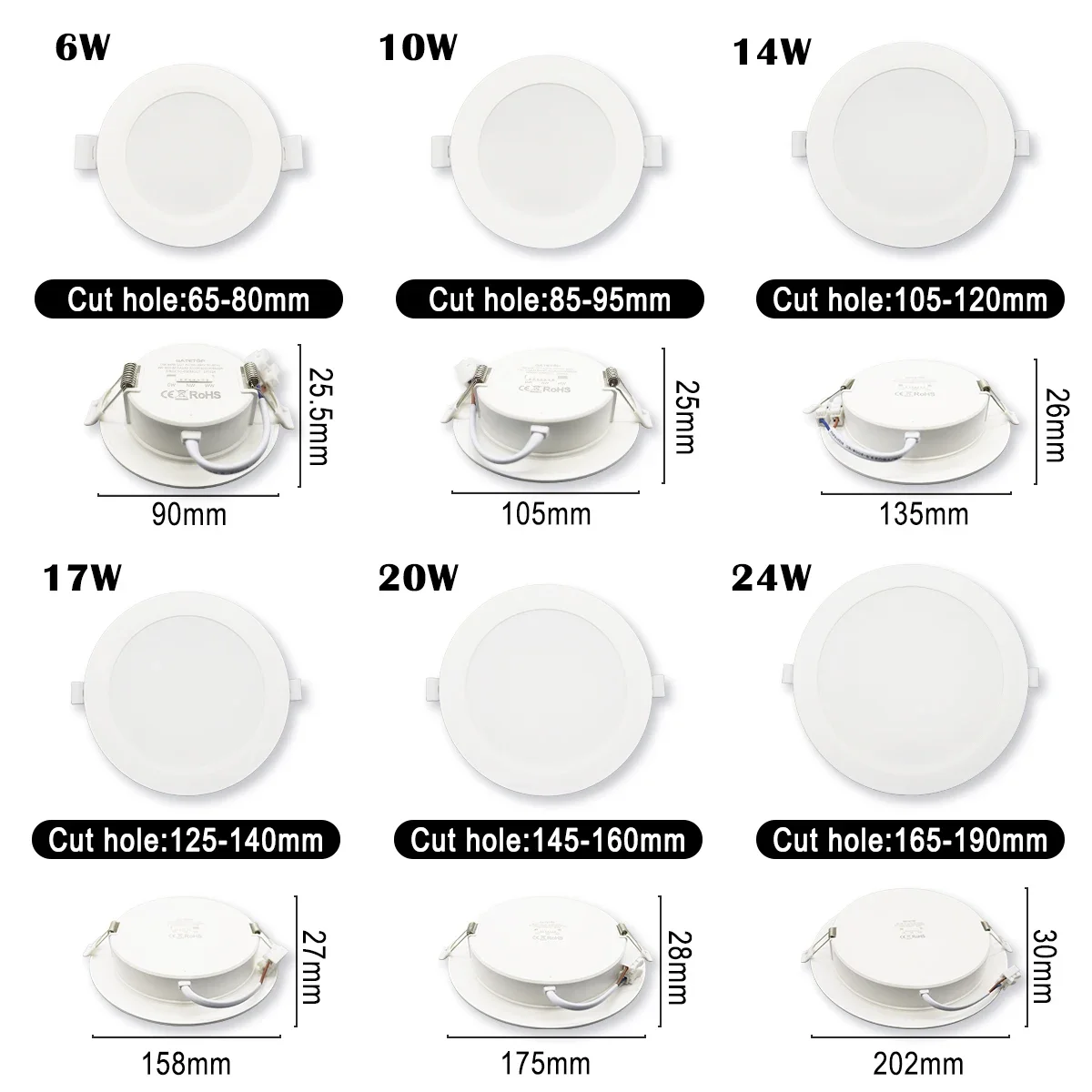 2pcs Recessed LED Spot Downlight Dial Swich CCT 3 Color Adjusted Ceiling Light AC 120V 220V 3000K 4000K 6500K Indoor Lighting 2