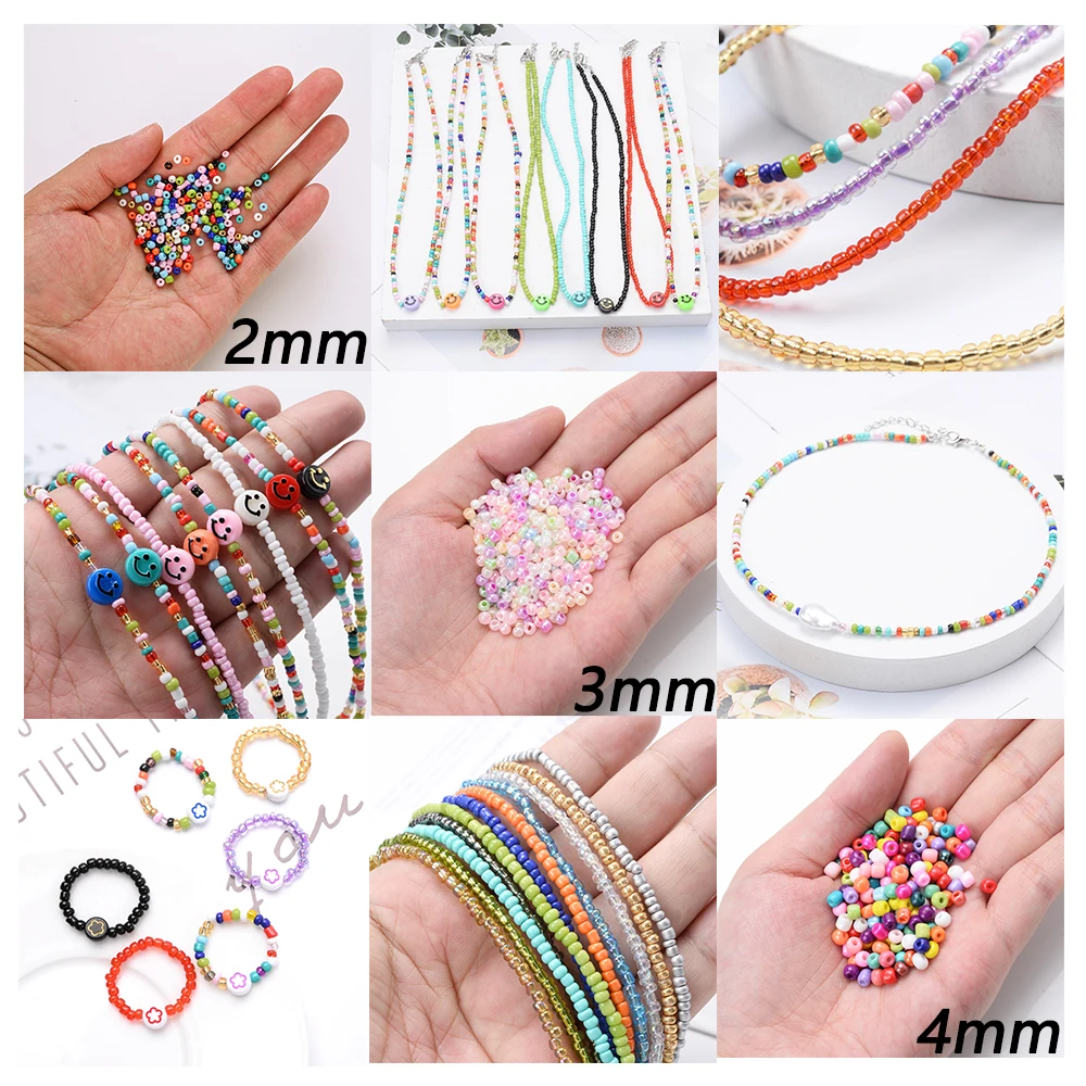 200-1000pcs 2/3/4mm Charm Czech Glass Seed Beads Round Spacer