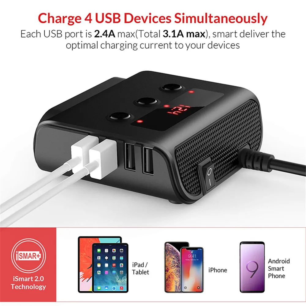 κ 12-24V ڵ    й ڵ , ON/OFF ġ, GPS ޴ 4 Ʈ USB 