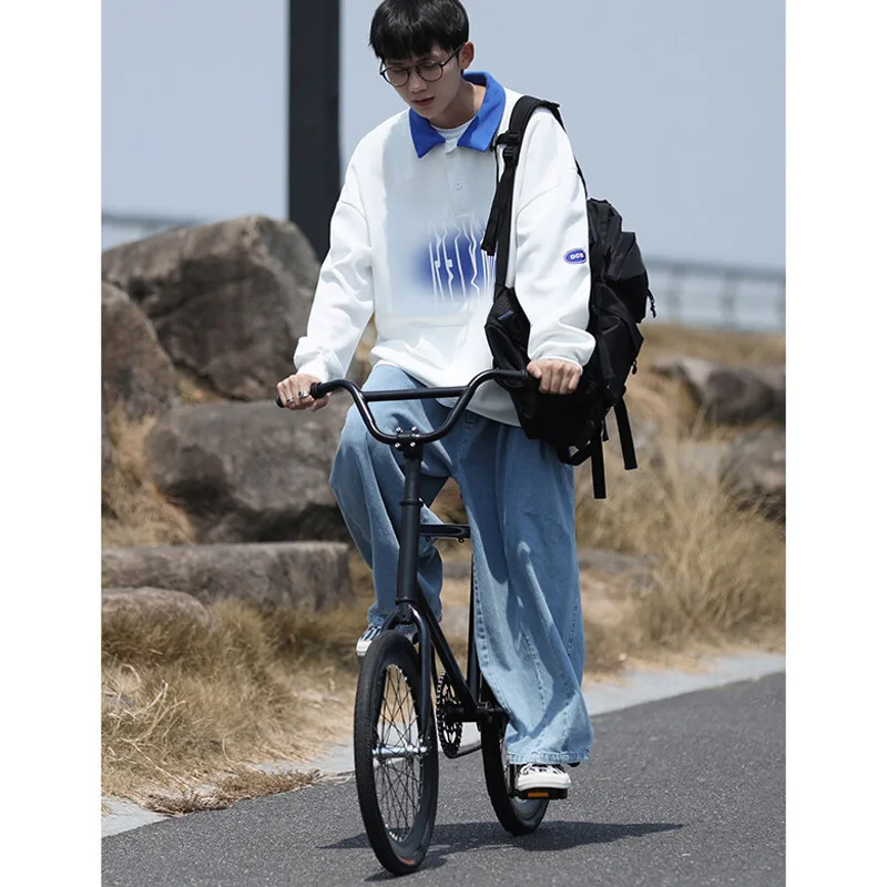Fake Two Pieces Men Sweatshirts 2022 New Arrive Spring And Autumn Student Male Clothing Teenager Boy Korean Style Hot Sale H36