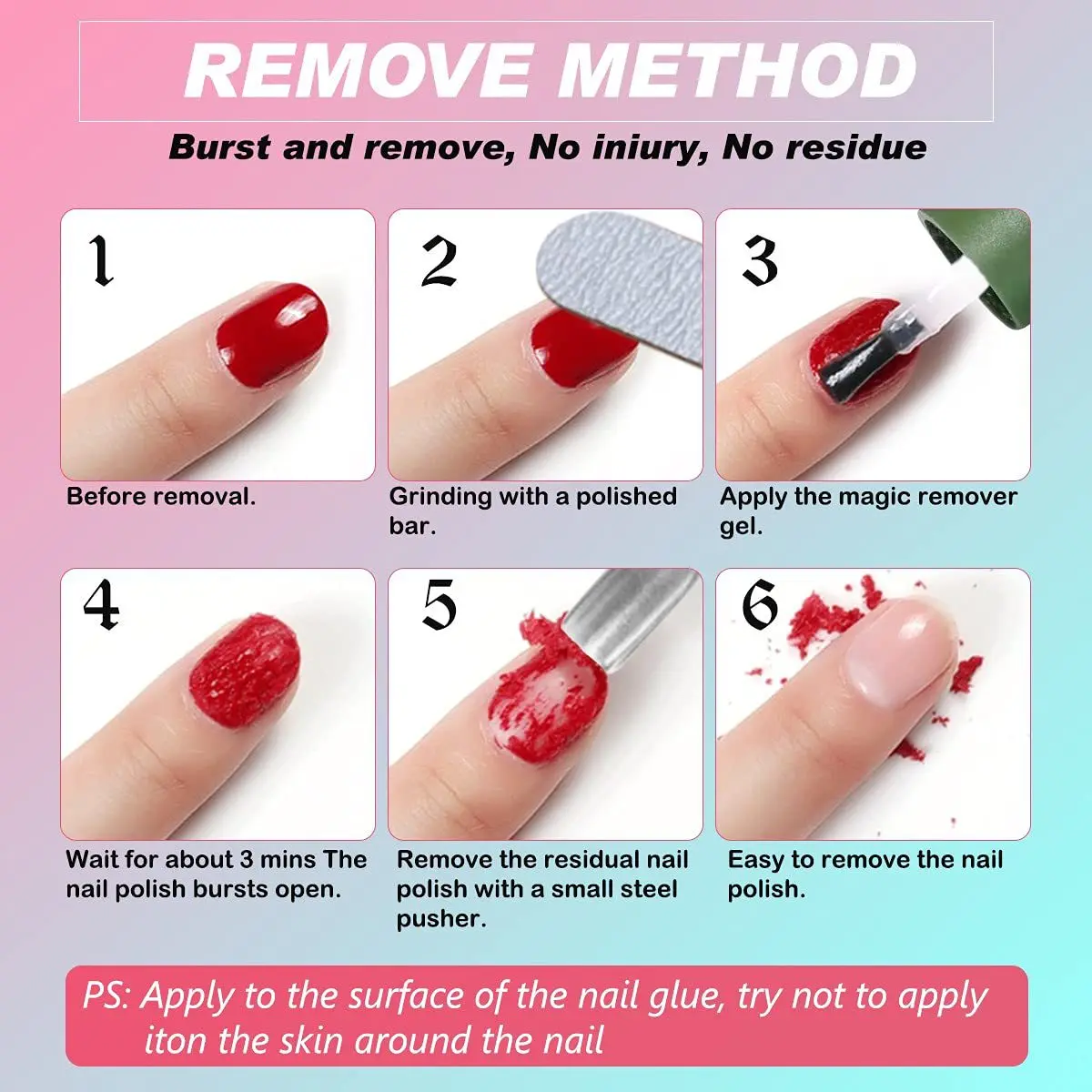 15ml Magic Remover Nail Gel Polish Remover UV Gel Polish Clean 3-5 Mins Fast Remover Semi Permanent Varnish Polish Cancel Glue 6