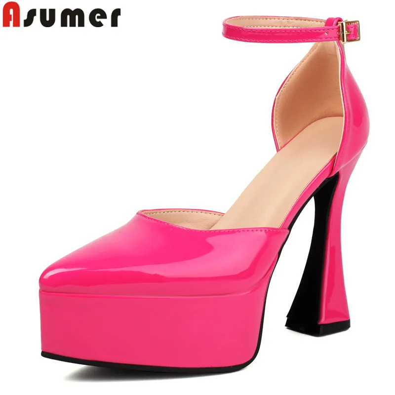 

ASUMER Plus Size 35-47 New 2024 Ultra-High Heels Pointed Toe Platform Pumps Women Shoes Zipper Ladies Party Wedding Shoes