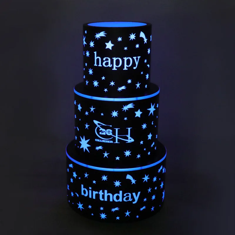 바 발광 생일 케이크 랙 나이트클럽 KTV 생일 파티 웨딩 테이블 분위기 소품 삼층 케이크 기계