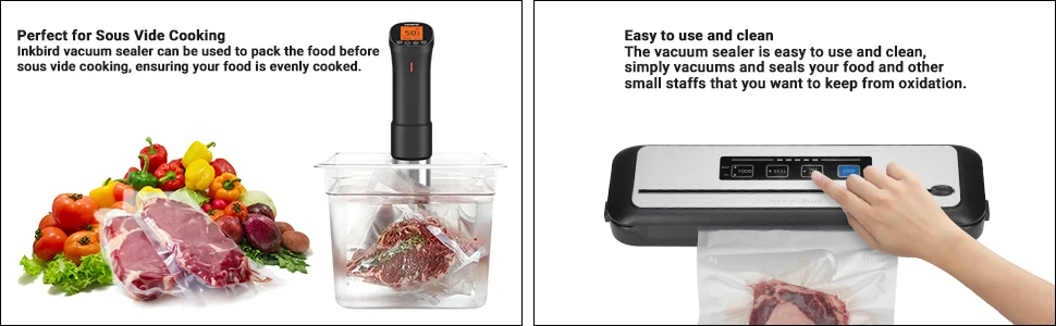 Inkbird Vacuum Sealer, Automatic Sealing Machine for Food Preservation,  Dry&Moist Sealing Modes, Built-in Cutter, Starter Kit, Easy Cleaning  Stainless Steel Panel, Compact Design, Led Indicator Lights 