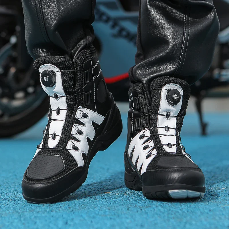 Men Boots Motorcycle Casual Shoes Microfiber Waterproof Anti-slip Outdoors Travel Equipment Sneakers Motorcycle Shoes Riding