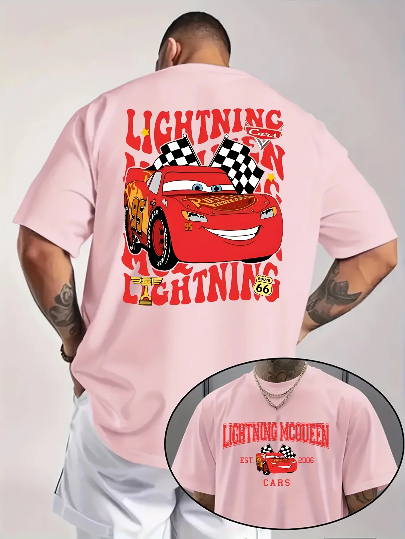 Graphic Tee Lightning Mcqueen T Shirts Adults Lightning McQueen