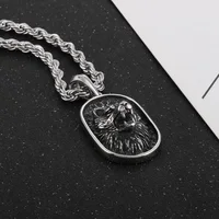 Biker Wolf Tag Pendant Necklace Stainless Steel Rope Chain For Mens Holiday Gifts for Father .Husband .Boyfriends 2