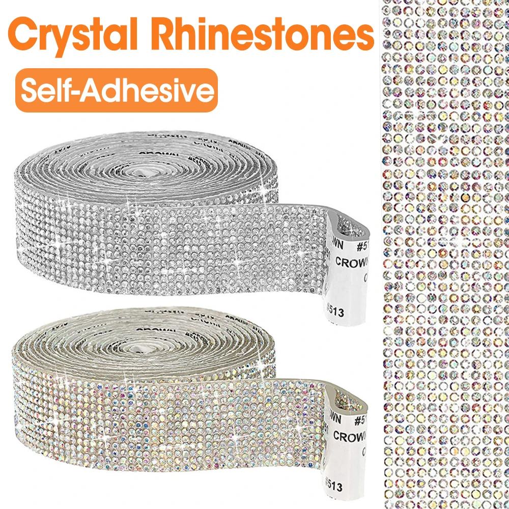 1 Roll Self Adhesive Crystal Rhinestones Tape Crystal Diamond Mesh DIY