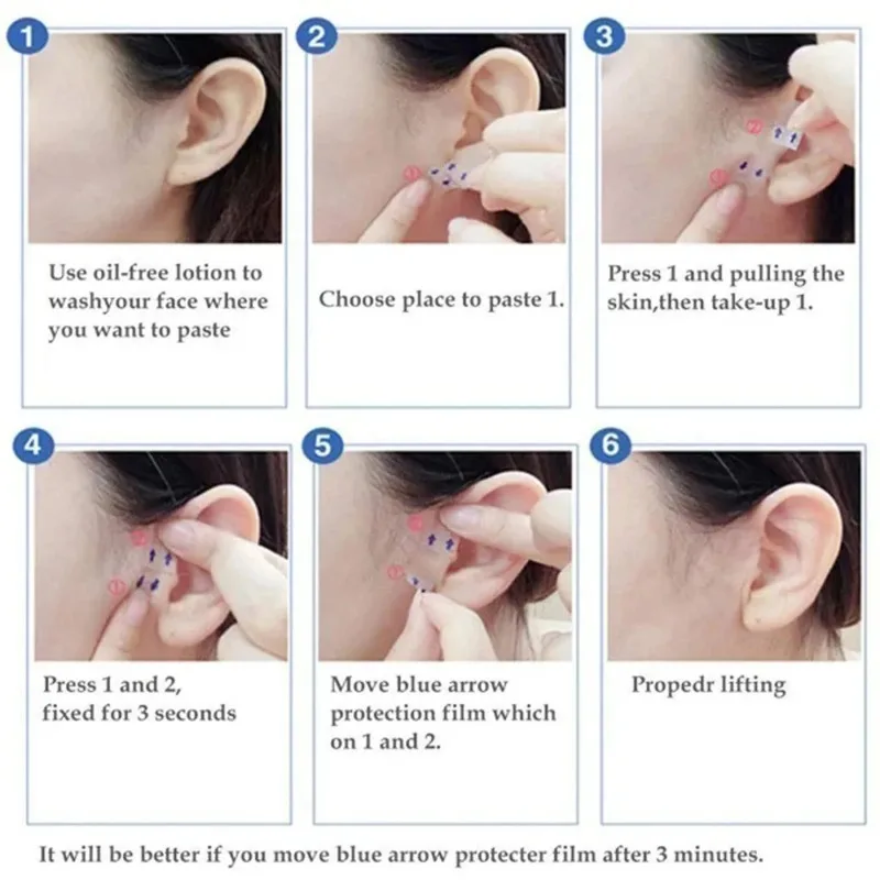 40Pcs Lifting Face Stickers Invisible Transparent Thin Face Patches Lift Tools V-Shape Face Wrinkle Sagging Skin Adhesive Tape 6