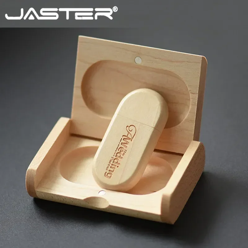 Usb flash drive Flash drive JASTER free custo logo wooden box USB flash drive 128GB personal logo wedding gift memory stick 64GB wood pendrive 32GB U disk