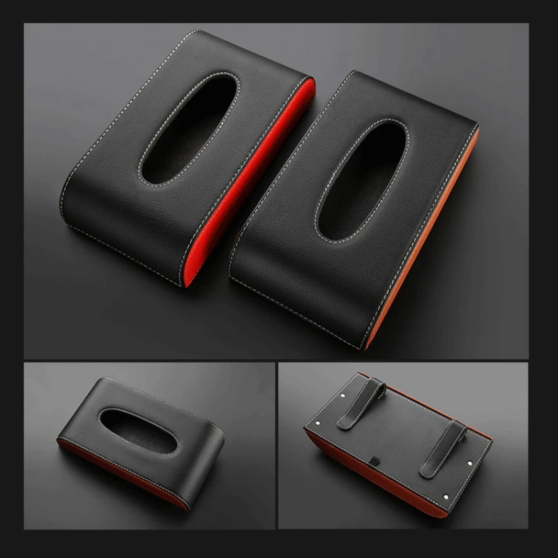Car Tissue Holder Leather Sun Visor Paper Napkin Organizer Decoration Car Interior Accessories