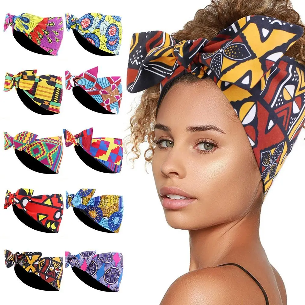 African Print Polyester Headband for Women Yoga Sports