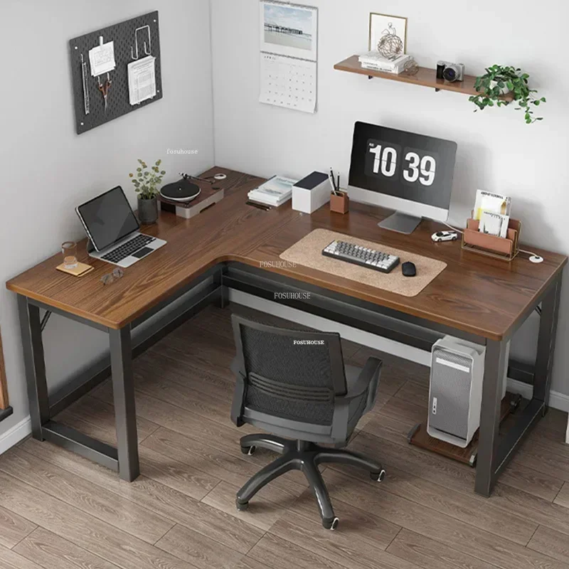 Creative Corner Computer Desks Double Table Internet Cafe Gaming Desk Home Bedroom Wooden Study Table European Office Furniture
