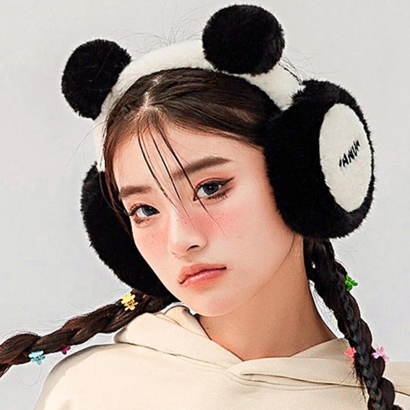 Panda Earmuffs Foldable Earmuffs Fleece Ear Muffs Headband Panda Earflap Panda Ear Warmer Panda Ear Muffs