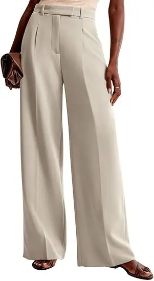 Aoaiiys Solid Suit Pants Women Simple Classic Straight Wide Leg Pants Office Lady High Waisted Trousers Spring Summer 2026 New