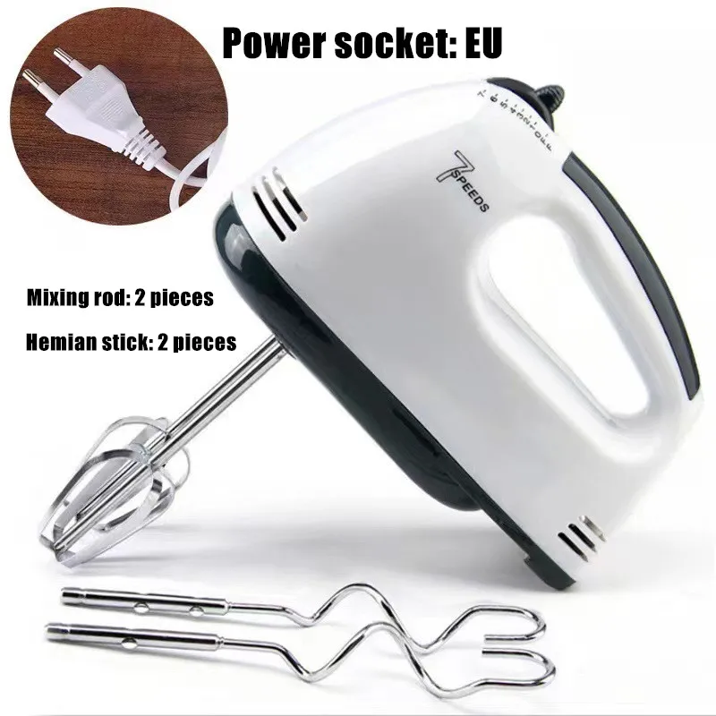 Handheld electric egg beater, household automatic mixer, egg white and cream beater, mini 7-speed white 6