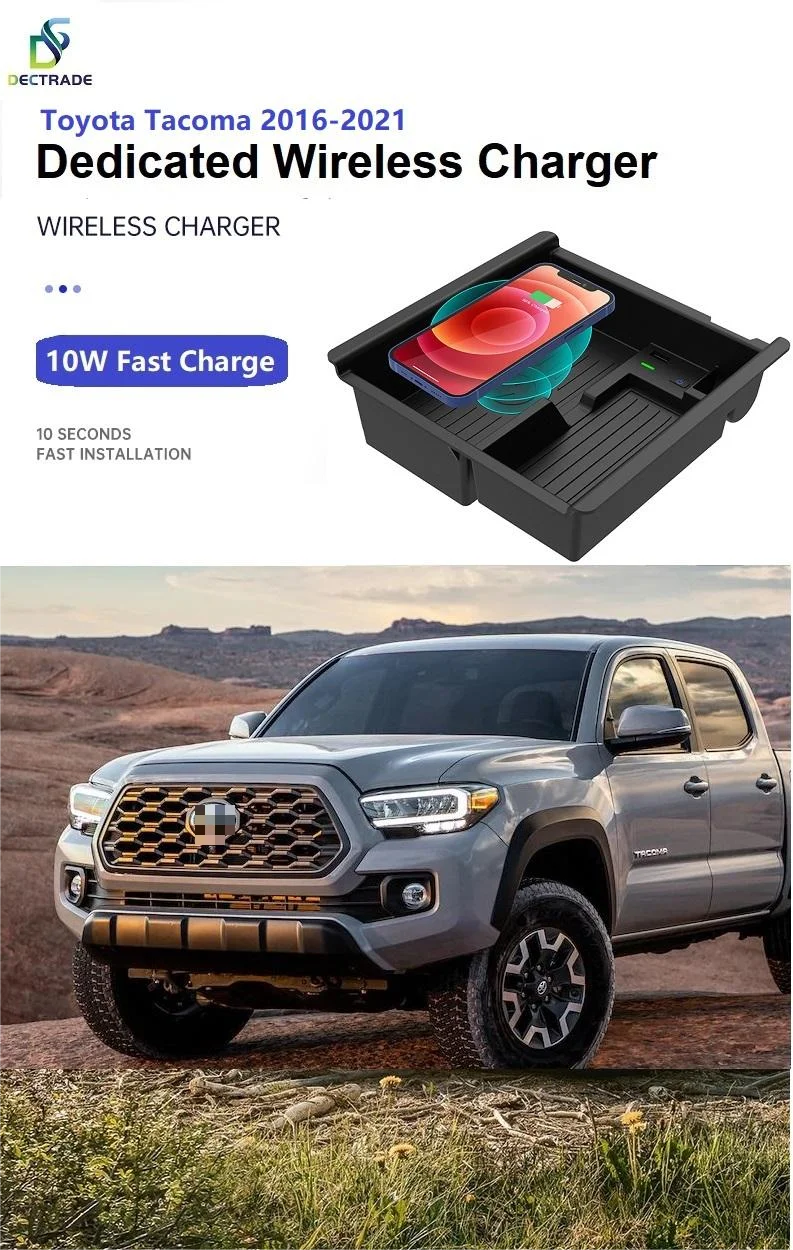 DECTRADE 10W QI Wireless Charger Car Center Console Phone Fast