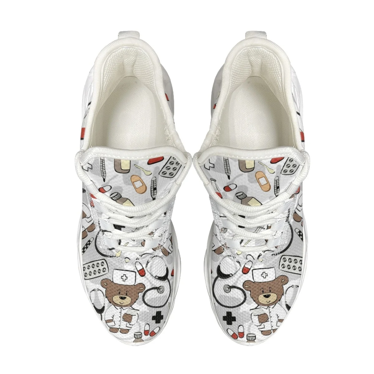 Cywgift Nurse Shoes Women Print Breathable Sneakers Woman Slip-on Light Non-slip Flats Ladies Soft Bottom Casual Sports Shoes