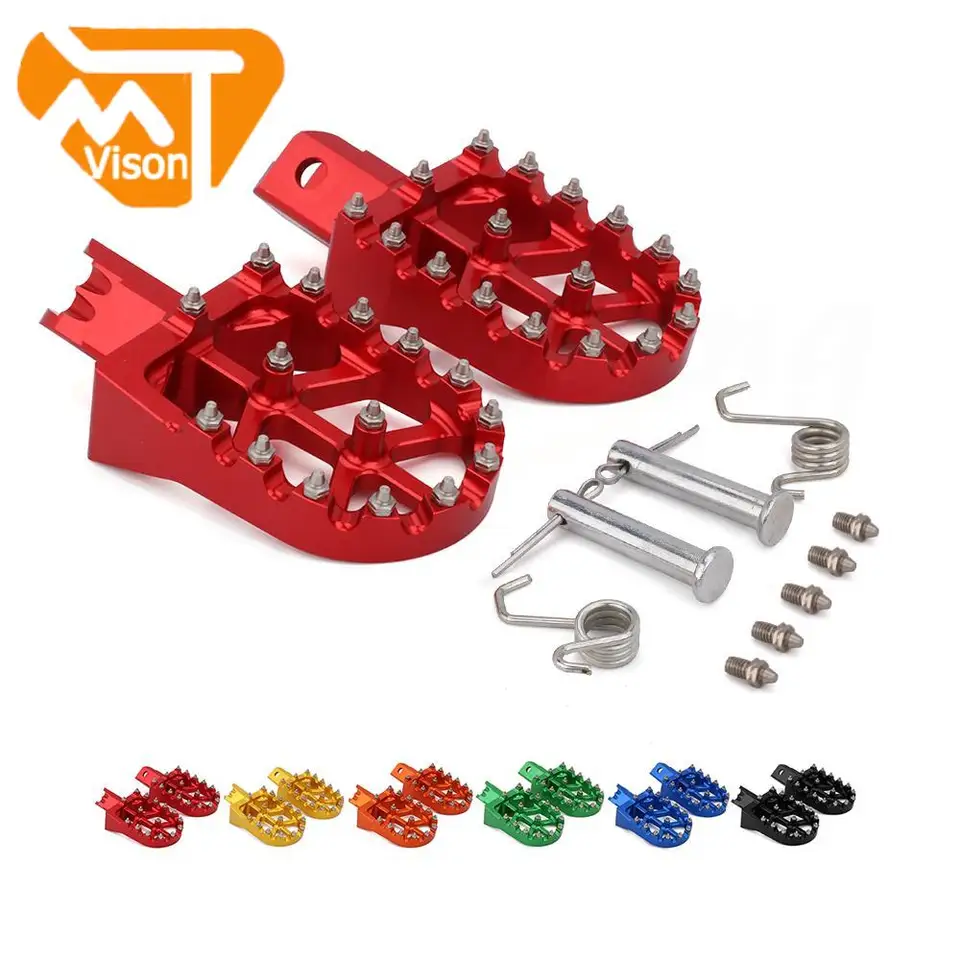 Repose-Pieds Moto CNC Colorés - Compatible CRF, XR 50/70/110, Pit Bike - Aluminium 6061 - Dents Amovibles