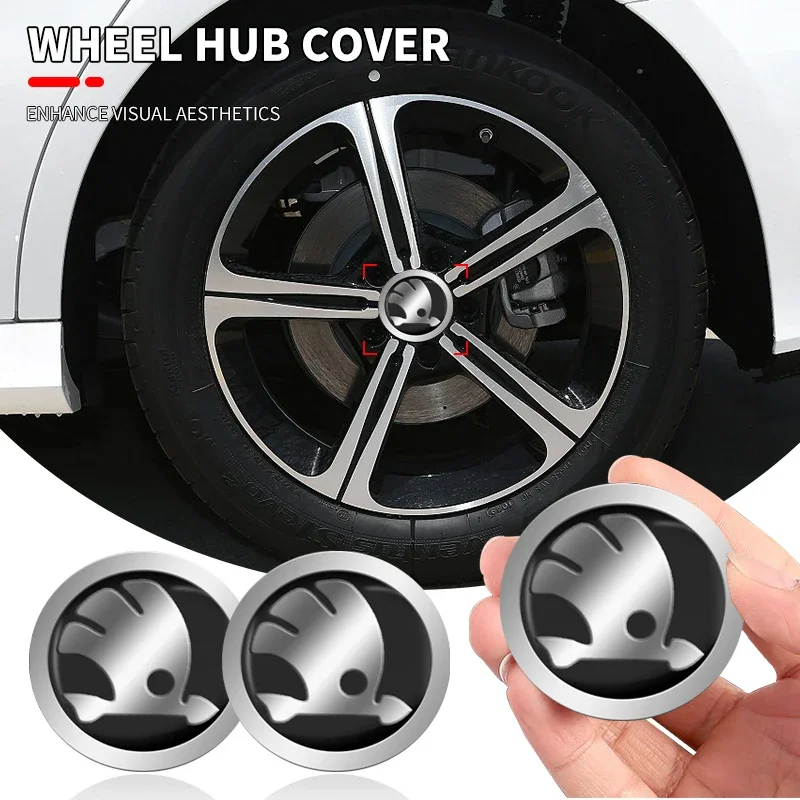 4 Pz 56Mm Car Wheel Center Hub Cap Badge Emblem Decalcomania Adesivi Ruota Per Skoda Octavia Vrs Rapid Kodiaq Fabia Karoq Superb Kami