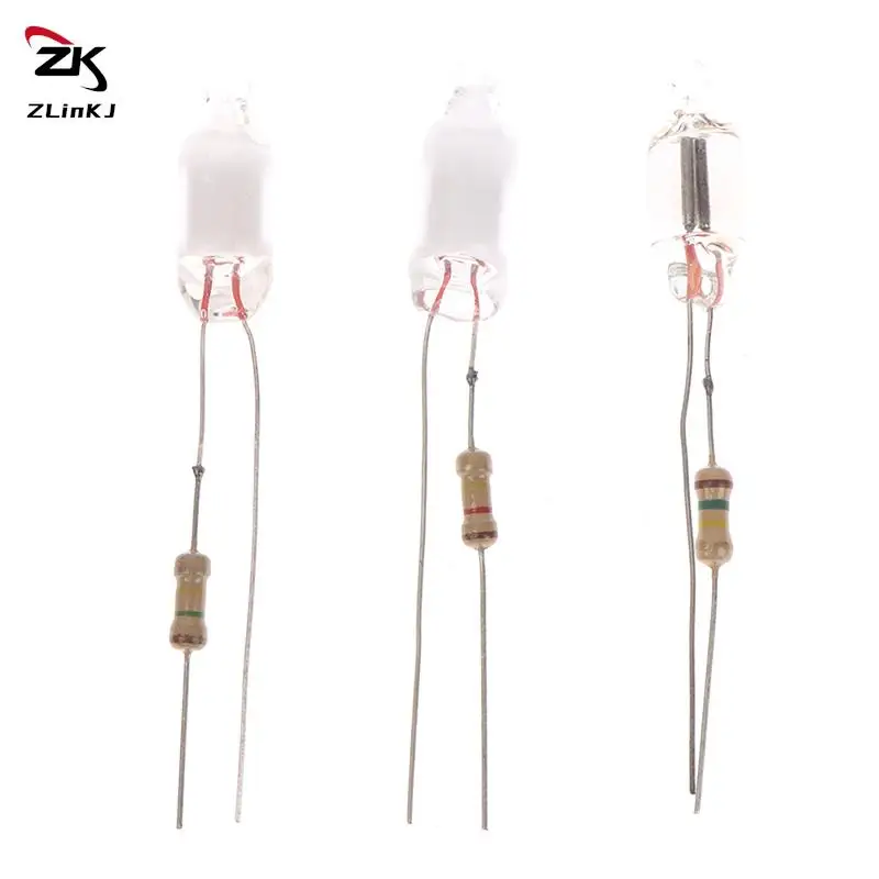 

10Pcs Neon Light Bulbs 6*13mm Mini Neon Light Indicator With Resistor 220V Red/Blue/Green
