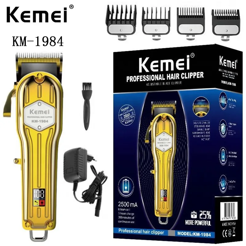 

Kemei KM-1984 Wholesale Men'S Household Hair Clipper Fast Charging Salon Professional Trimmer Metal Cordless Electric Clipper