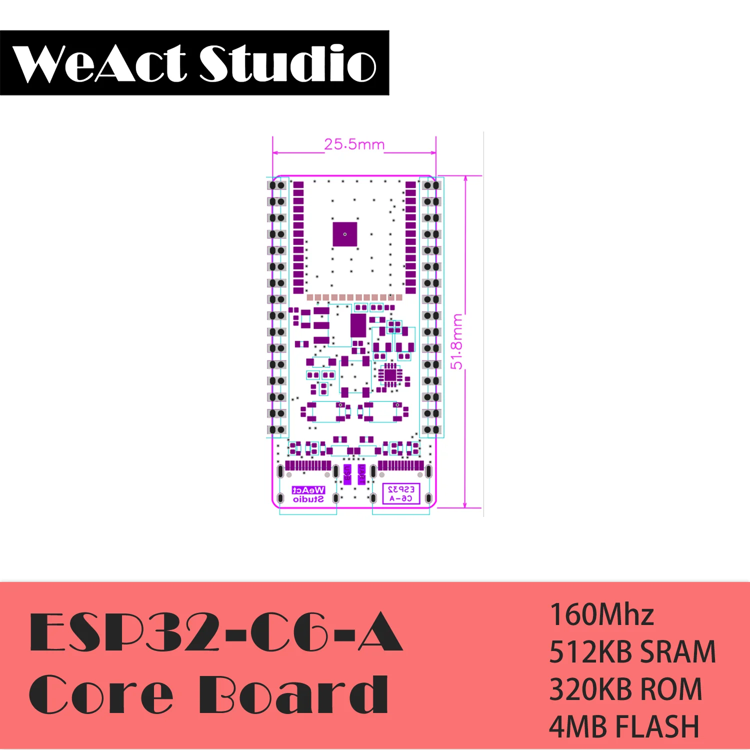 Weact-placa de Desenvolvimento do Sistema Mínimo Esp32-c6 Esp32c6 Esp32 Core Board Risc-v Espressif Iot Wifi Bluetooth Zigbee - Imagem 3