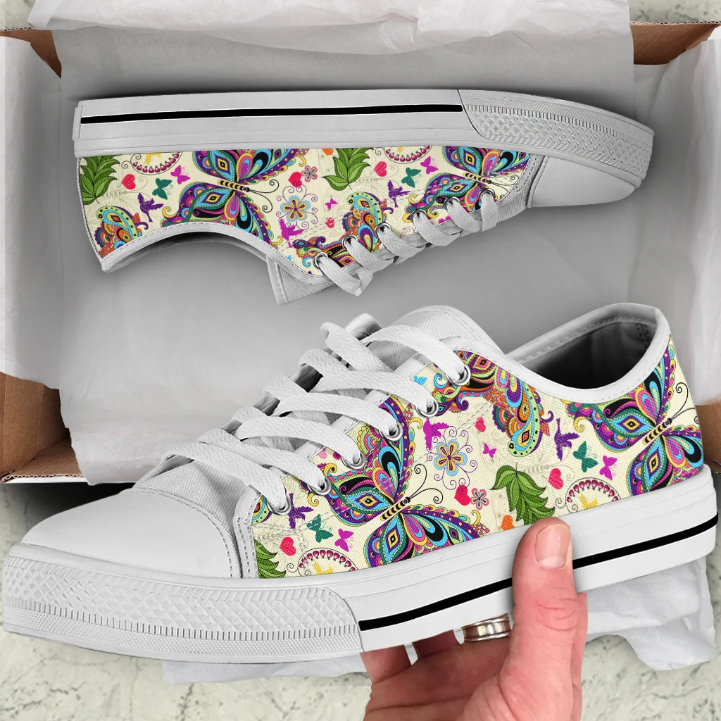 Cool Butterfly Pattern Classic Women Canvas Shoes Sneakers Fashion Low Top Women Shoes Flat Lover Shoes Outdoor Shoes ST22