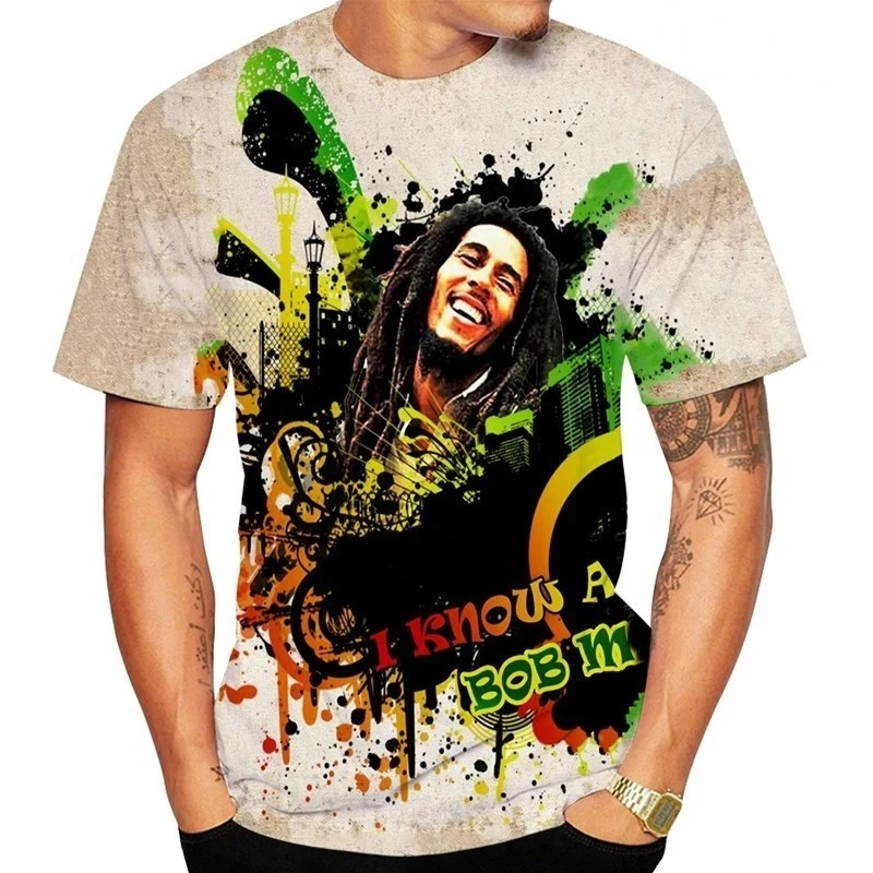 

Summer New Bob Marley 3D Printed T Shirt Reggae Music Hip Hop Casual Short Sleeve Men Women Shirts